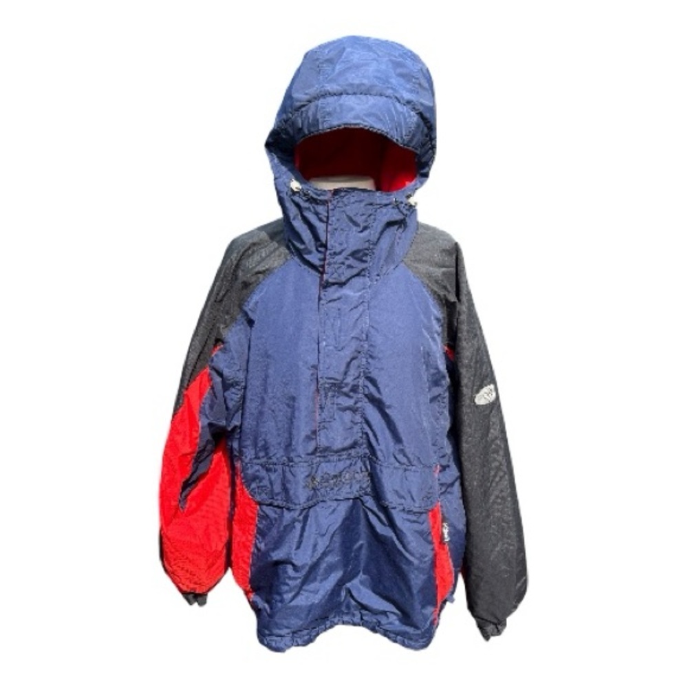 Vintage Columbia Sportswear Navy and Red Hooded Pullover Coat Size XL